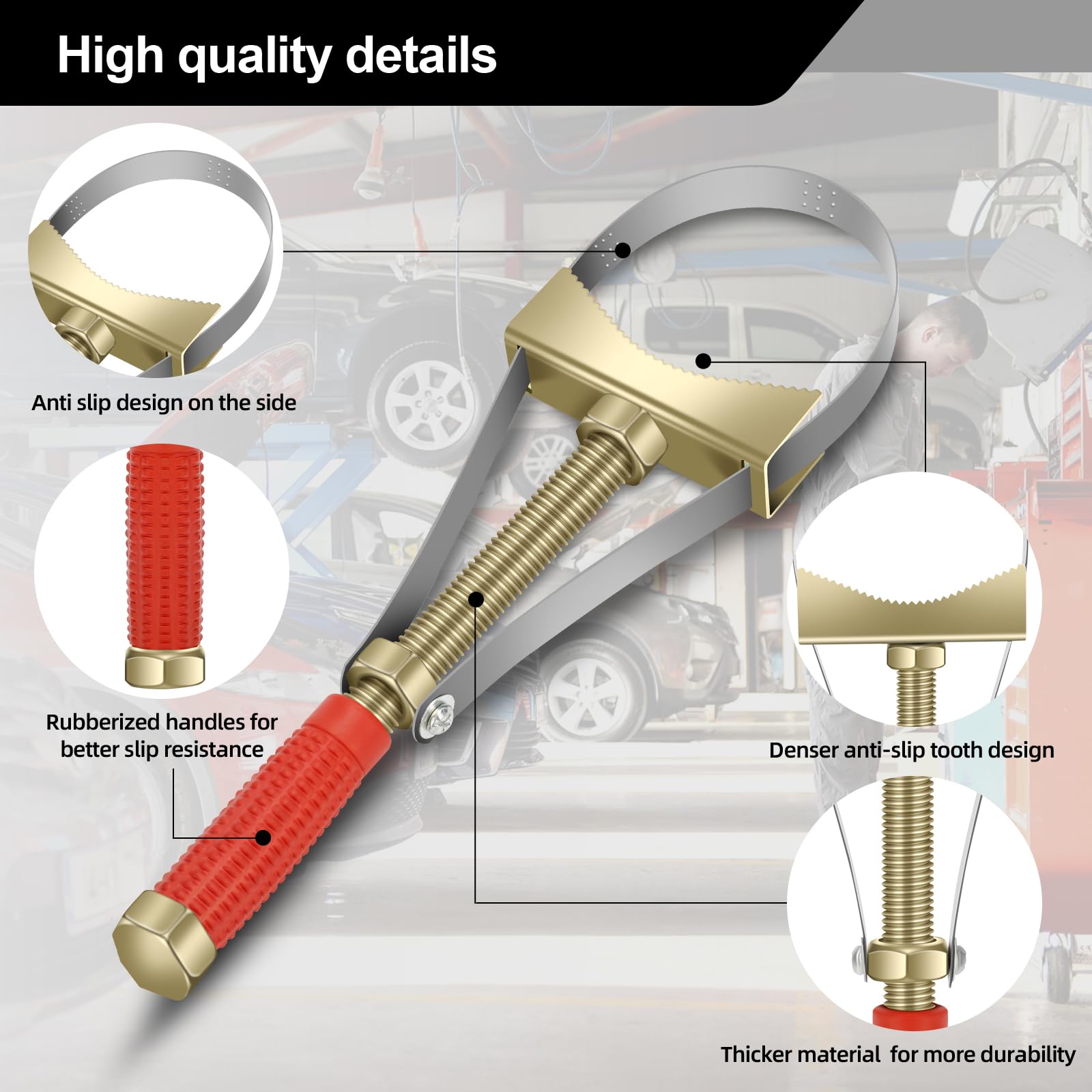 Adjustable Oil Filter Wrench — 3.5–5.5 in · steel — detail 3