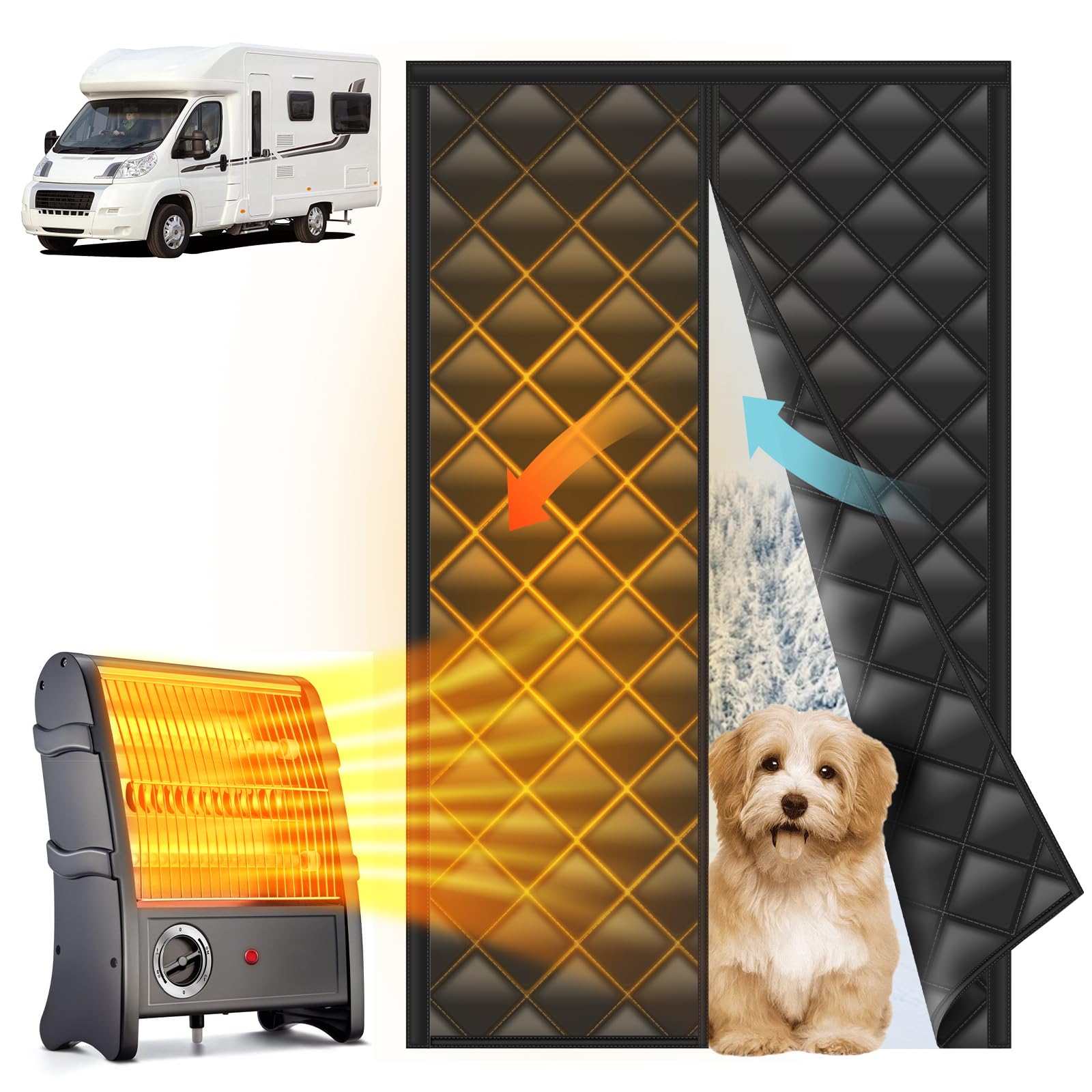 Magnetic Insulated RV Door Curtain — 33 × 80 in · insulated