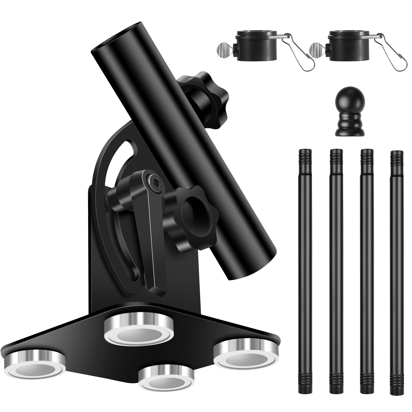 Magnetic Fifth-Wheel Flag Mount Kit — With 5 ft stainless-steel pole