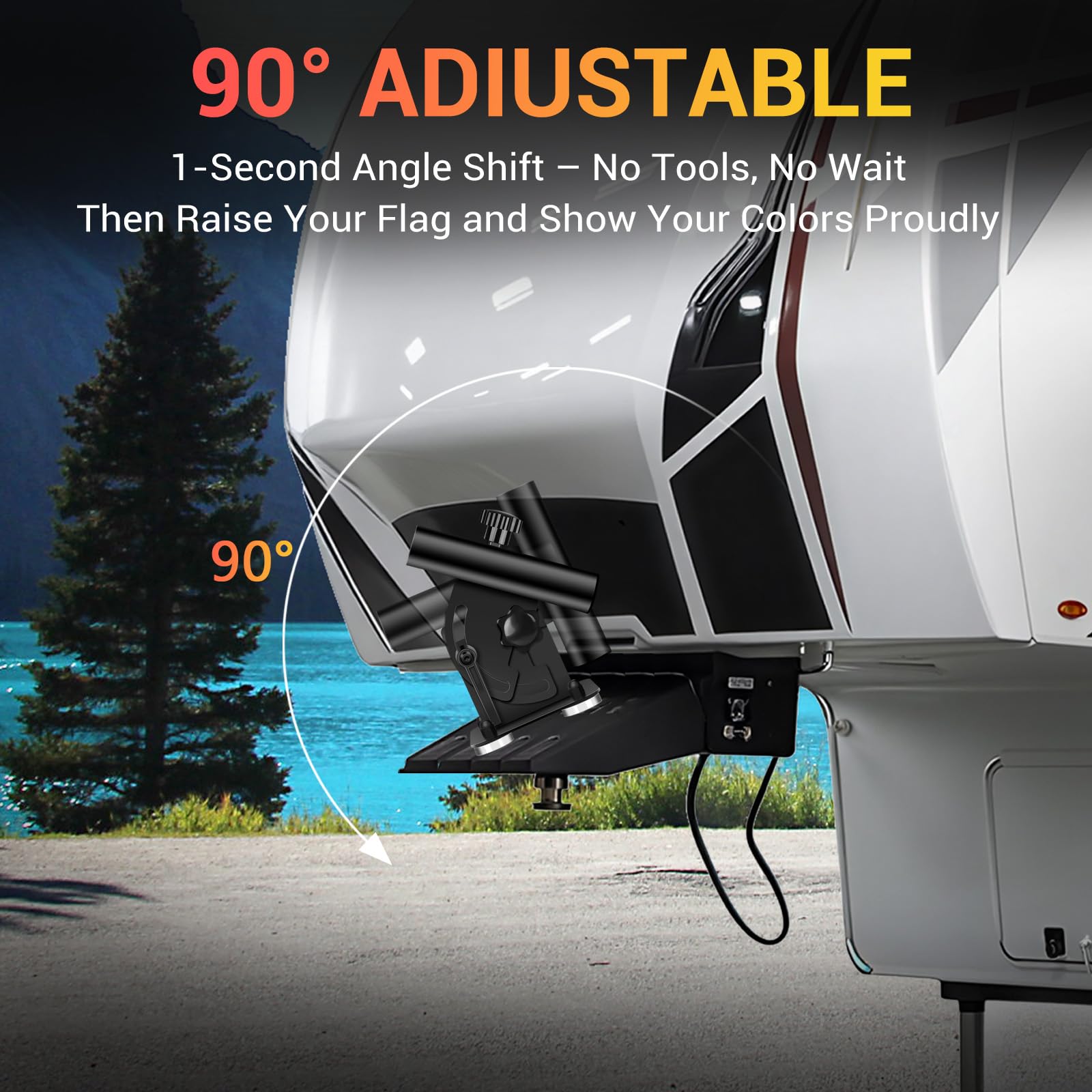 Magnetic Fifth-Wheel Flag Pole Holder — Holder only · 90° adjustment — detail 2