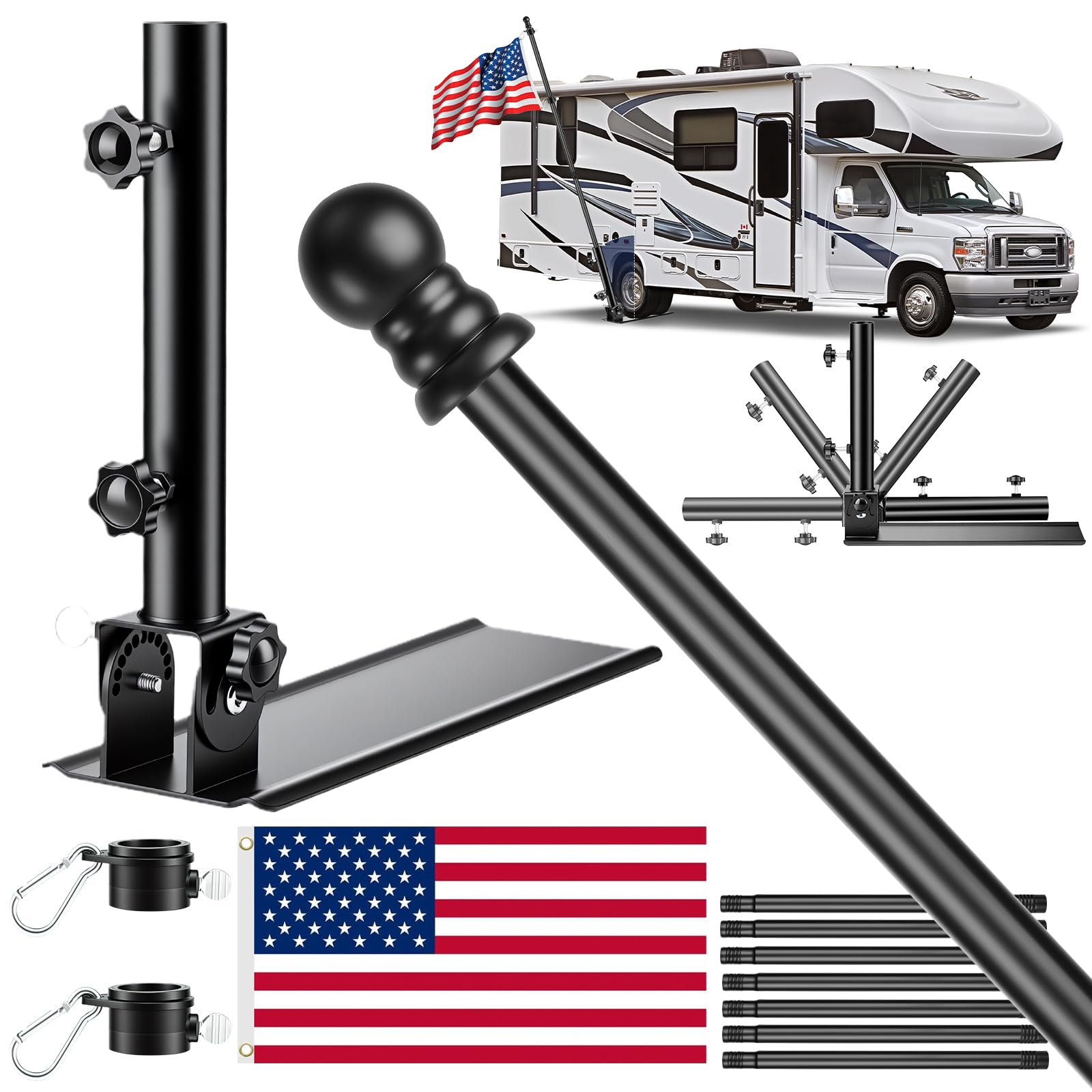 Tailgate Flag Pole & Tire-Base Kit — 10 ft pole · flag included