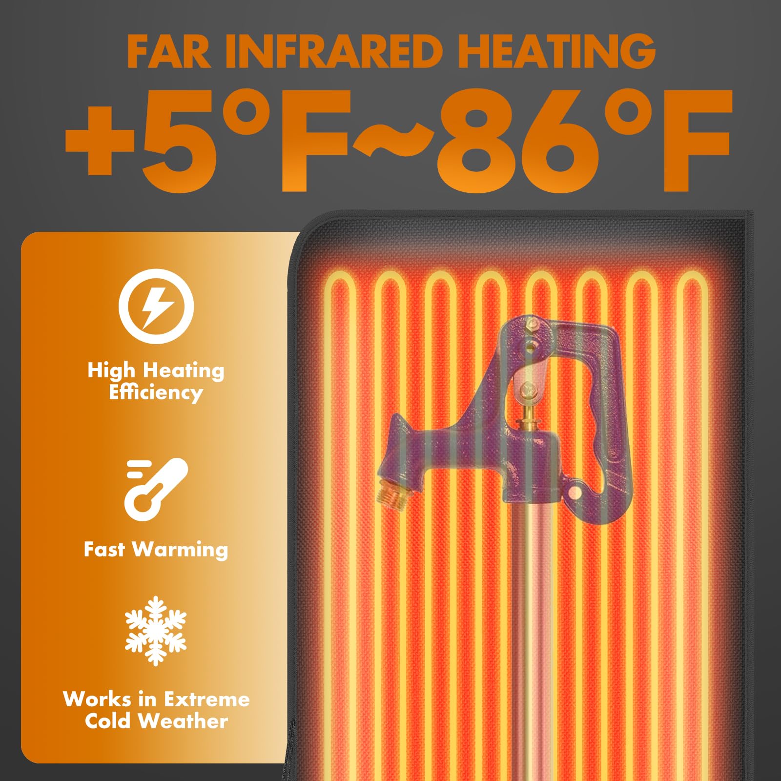 Extended Heated Outdoor Faucet Cover — 25 × 13.7 in · 57 W — detail 2