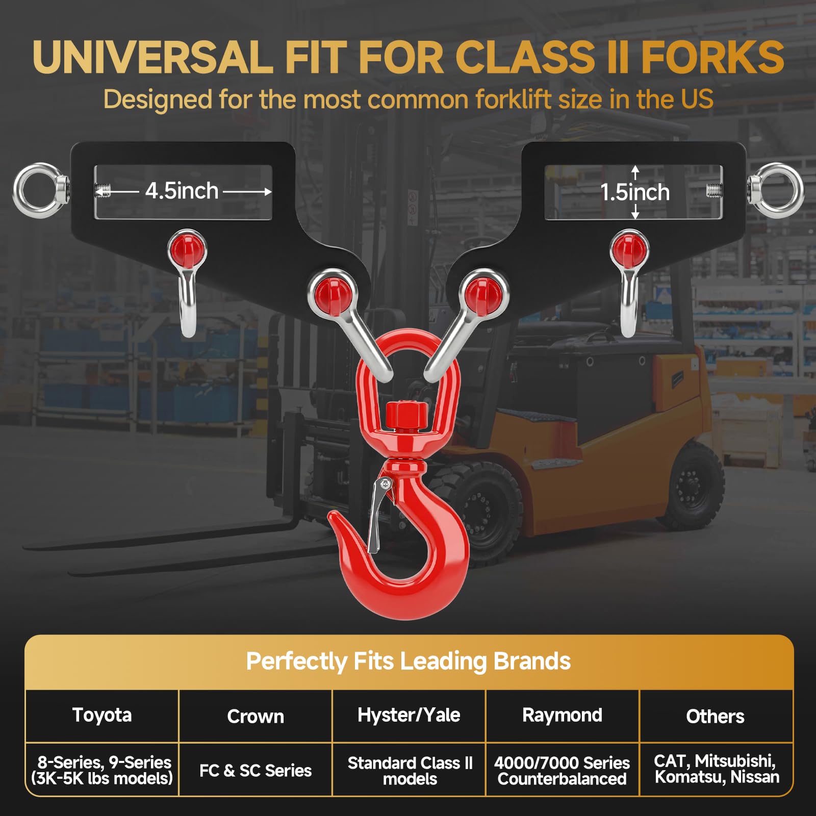 Forklift Lifting Hook — Forged steel · swivel hook — detail 3