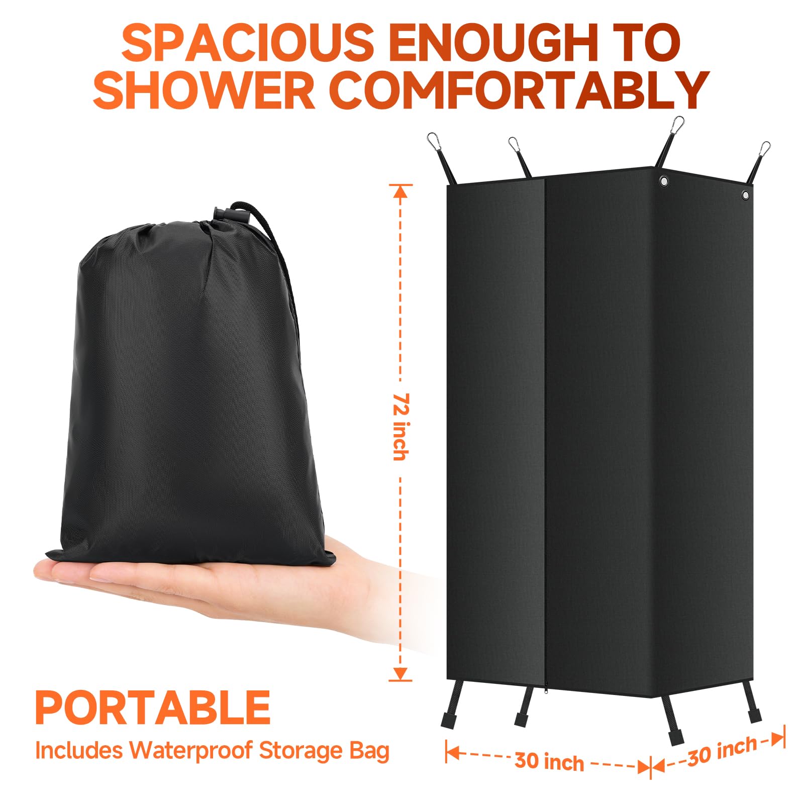 Van Shower Curtain with Pockets — 30 × 72 in · magnetic hem — detail 3